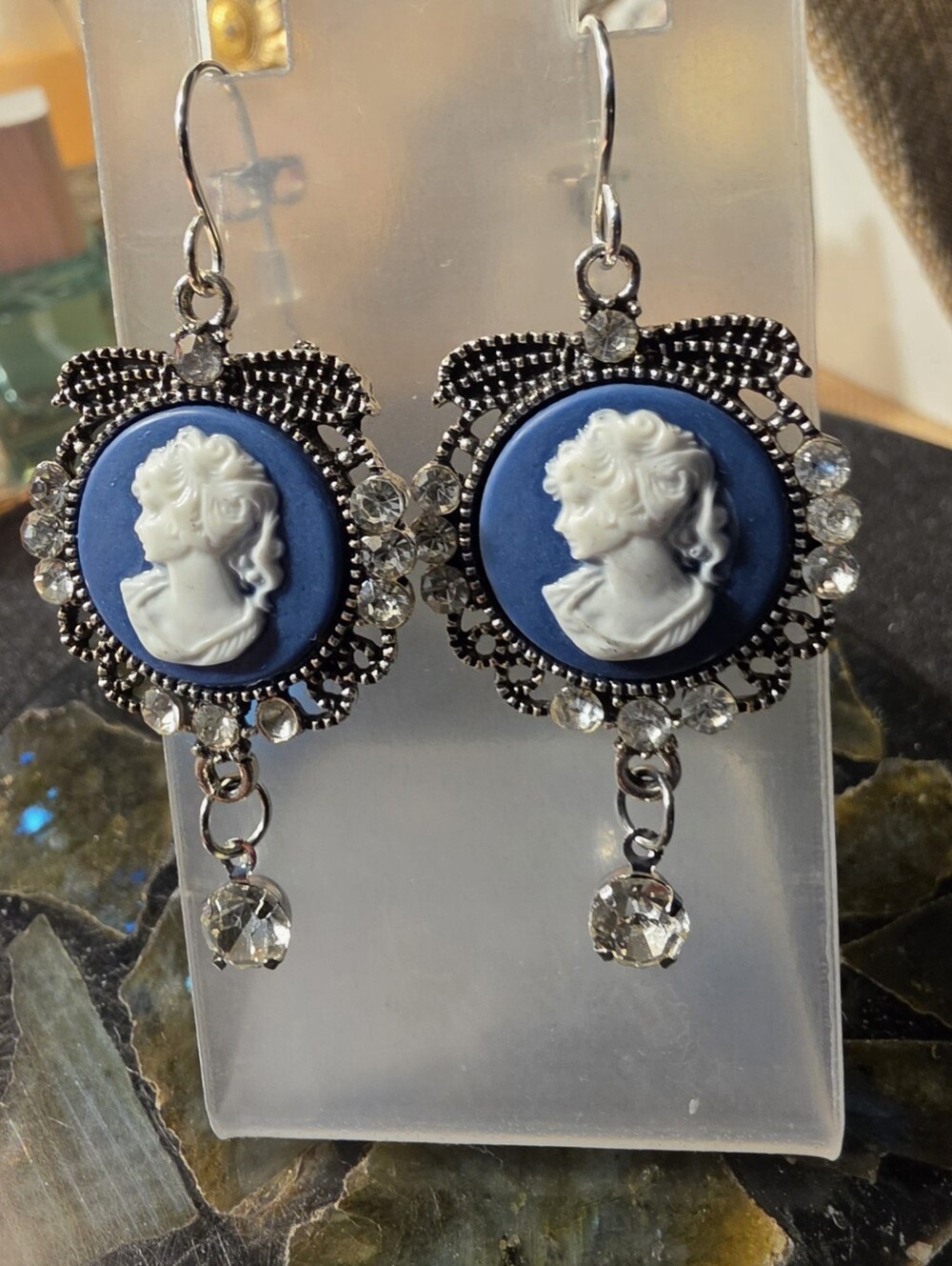 Pierced Earrings With A Young Girl Cameo.
